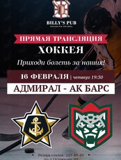 Прямая трансляция хоккей. Адмирал - АК Барс