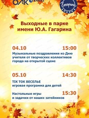 Развлекательные мероприятия в парке им. Гагарина