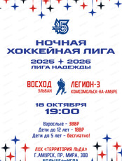 Ночная хоккейная лига. Матч ХК "Восход" (Эльбан)  и ХК "Легион-3" (г. Комсомольск-на-Амуре)