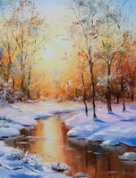 Мастер-класс по маслу "На рассвете"