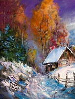 Мастер-класс по маслу "Первый снег"