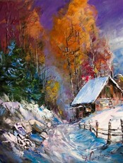 Мастер-класс по маслу "Первый снег"