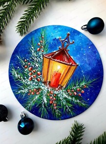 Мастер-класс по маслу на круглом холсте "Фонарик"