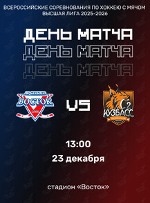 Всероссийские соревнования по хоккею с мячом Высшая лига 2025/26. Матч «Восток» — «Кузбасс-2» (г. Кемерово)