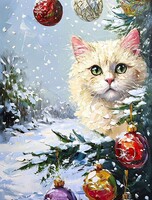 Мастер-класс по маслу для детей и взрослых "Котёнок и Рождество"