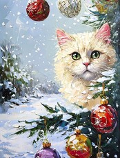 Мастер-класс по маслу для детей и взрослых "Котёнок и Рождество"