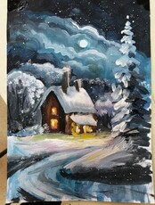 Мастер-класс "Вечерний домик в деревне"