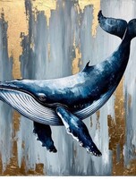 Мастер-класс по живописи "Кит с золотой поталью"