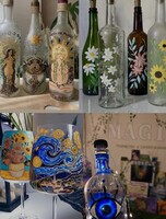 Мастер-класс по росписи стекла "Бокалы/бутылки с подсветкой"