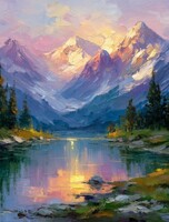 Мастер-класс по маслу "Рассвет в горах"