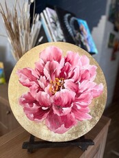 Маестер-класс по акрилу и золотой потали "Шикарный пион"