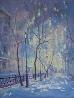 Мастер-класс по живописи акрилом «Зимний город»