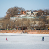 Большинство прогуливающихся сразу направляются к замершей акватории, чтобы выйти на лед — newsvl.ru