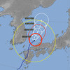 На схеме былым контуром обозначено направление тайфуна "Гони" с юго-запада Японии в сторону Владивостока по состоянию на 17.00 25 августа — newsvl.ru