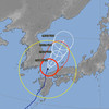 На схеме былым контуром обозначено направление тайфуна "Гони" с юго-запада Японии в сторону Владивостока по состоянию на 15.00 25 августа — newsvl.ru