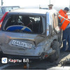 На Русском мосту Mazda MPV врезалась в Nissan X-Trail дорожных служб: пострадал один человек (ФОТО)