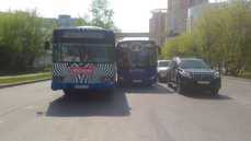 Два рейсовых автобуса попали в ДТП на улице Волочаевской 