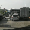 На выезде из Фокино столкнулись междугородний автобус, микрогрузовик и Honda Fit (ВИДЕО)