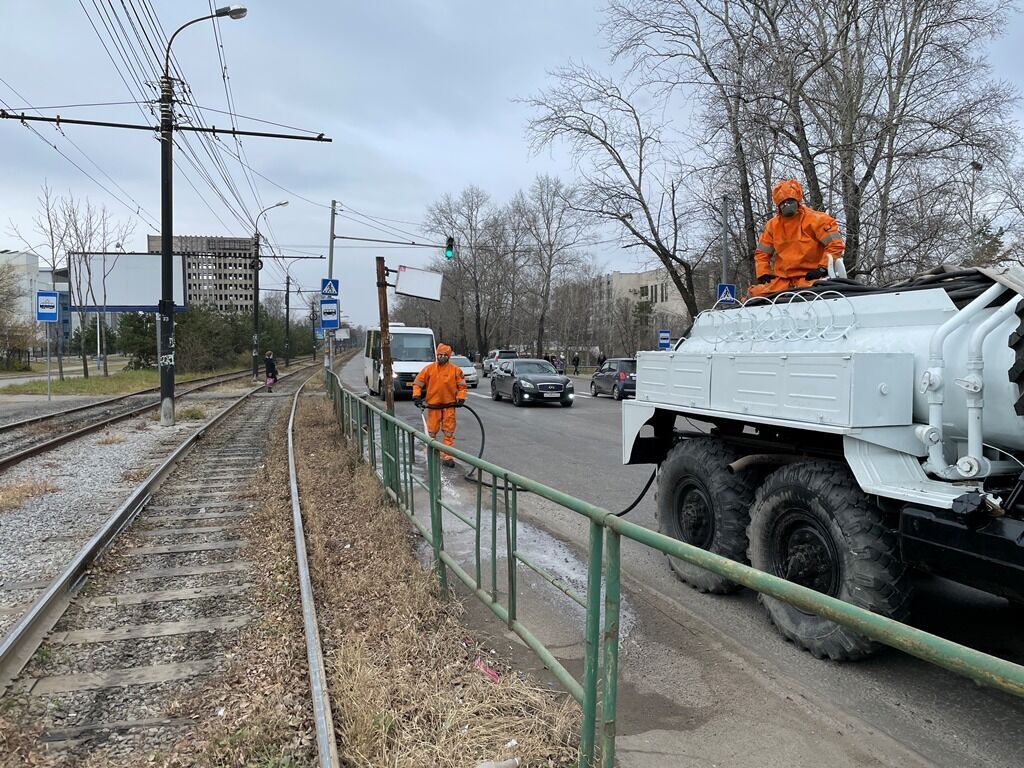 Спасатели провели дезинфекцию на улицах Хабаровска (ФОТО) — Новости  Хабаровска