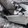 На Нейбута бетонная плита рухнула на X-Trail — водитель успел отскочить от машины (ФОТО; ВИДЕО)