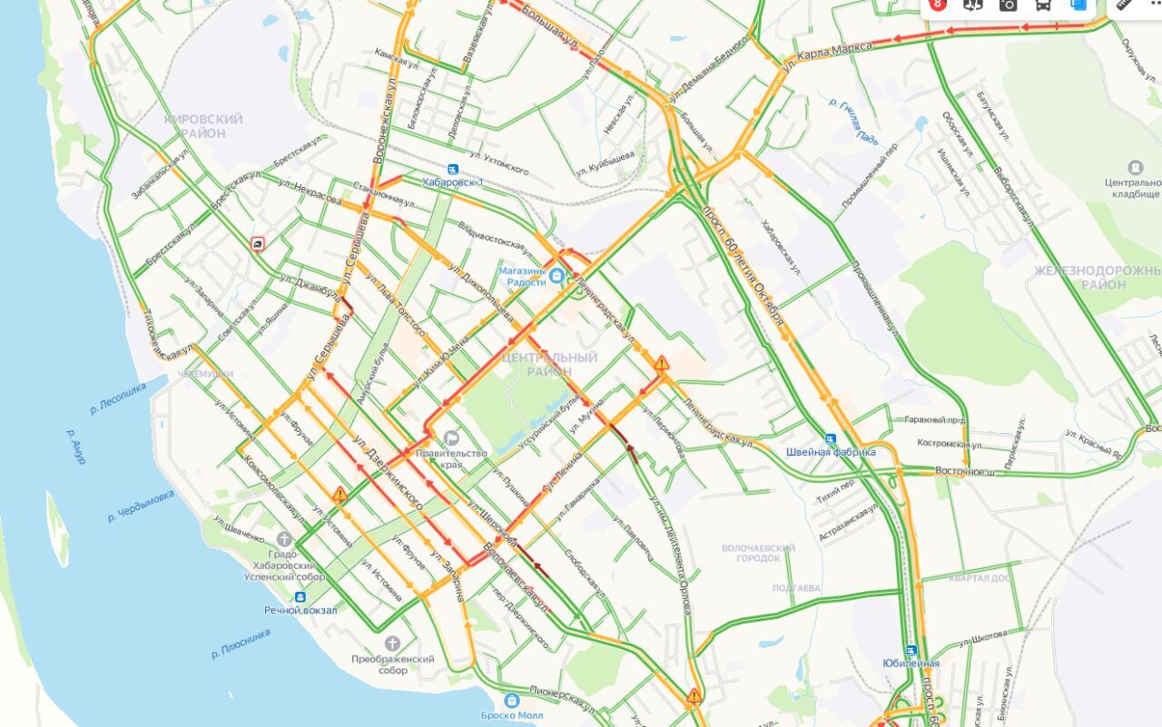 Районы хабаровска. Пробки Хабаровск. Карта Хабаровска с пробками. Яндекс пробки Хабаровск. Хабаровск пробки на дорогах.