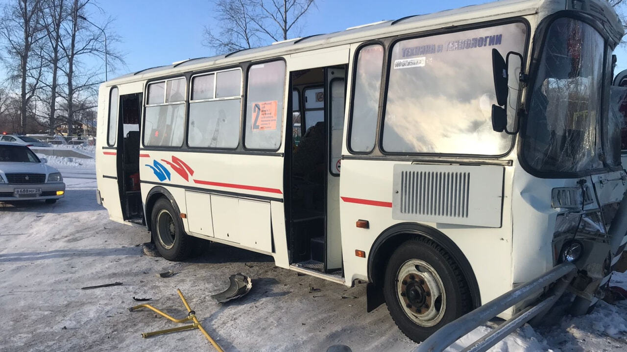 Плачут в крови: автобус с пассажирами врезался в светофор в Хабаровском крае (ФОТО)