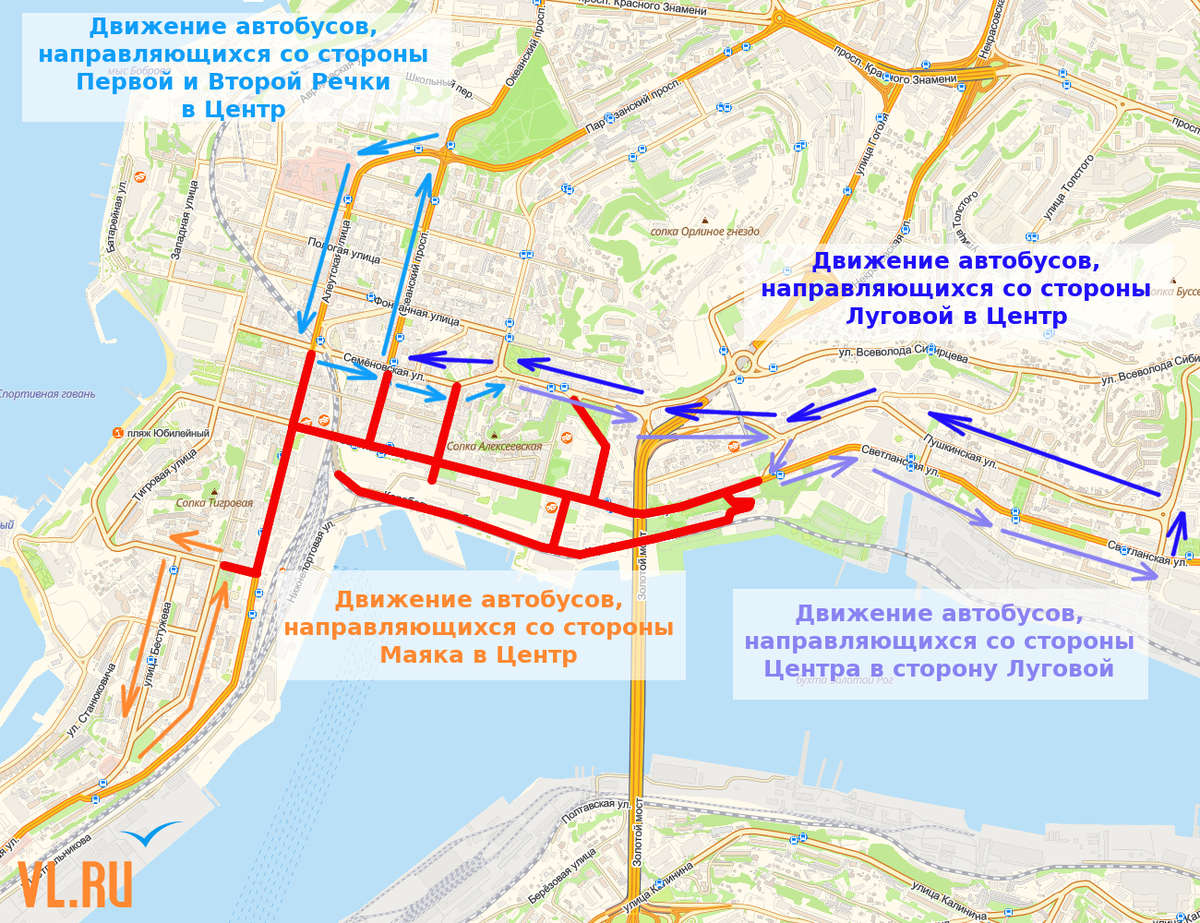 Схема перекрытия дорог 9 мая владивосток