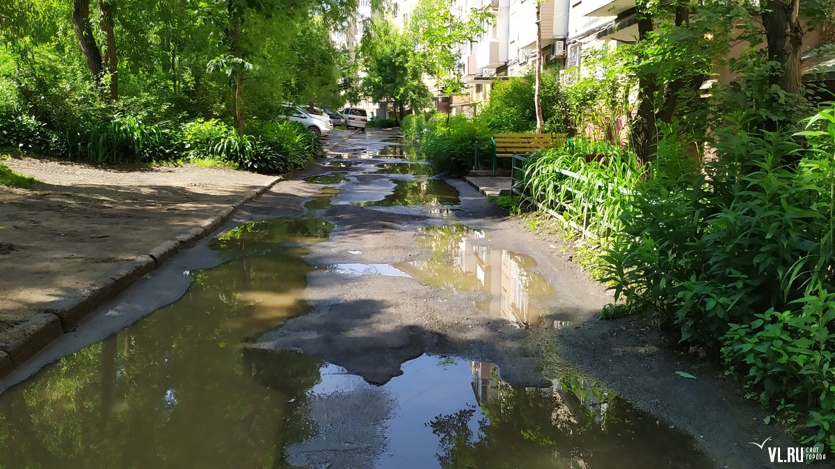 Двор дома и склон на Кирова заливает поток воды неизвестного происхождения  (ФОТО) – Новости Владивостока на VL.ru