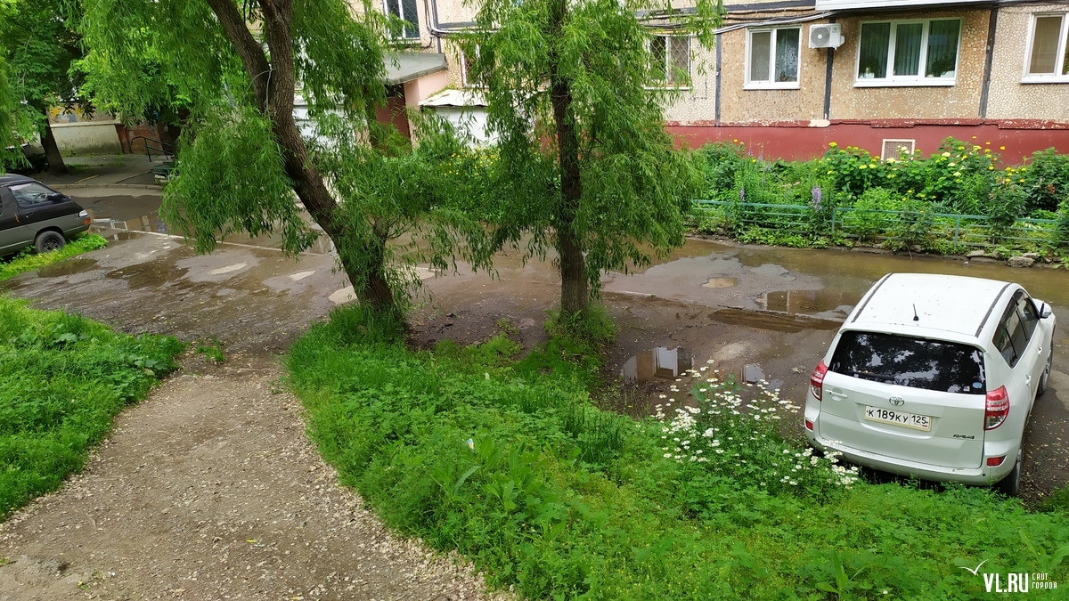 Потоки воды второй день заливают двор и улицу Кирова, а сетевики не могут  выяснить, кто виноват – Новости Владивостока на VL.ru