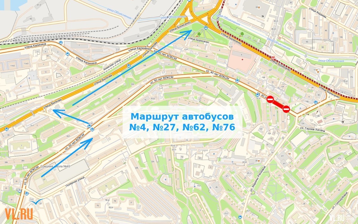 На перекрытой улице 40 лет ВЛКСМ массово нарушают правила автобусники,  таксисты и простые водители (ВИДЕО; ФОТО) – Новости Владивостока на VL.ru