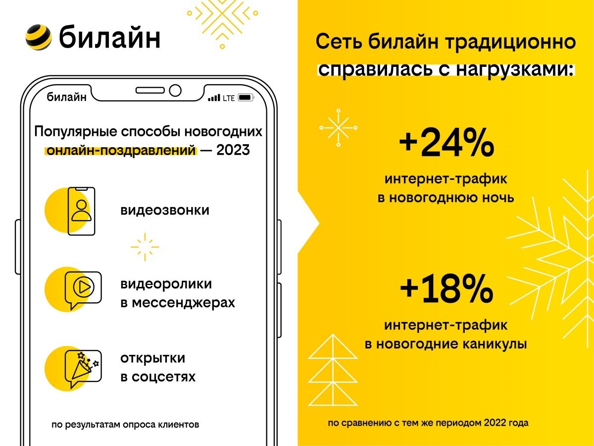 Новогодние фото и видео способствовали увеличению трафика в сети билайн  почти на четверть – Новости Владивостока на VL.ru