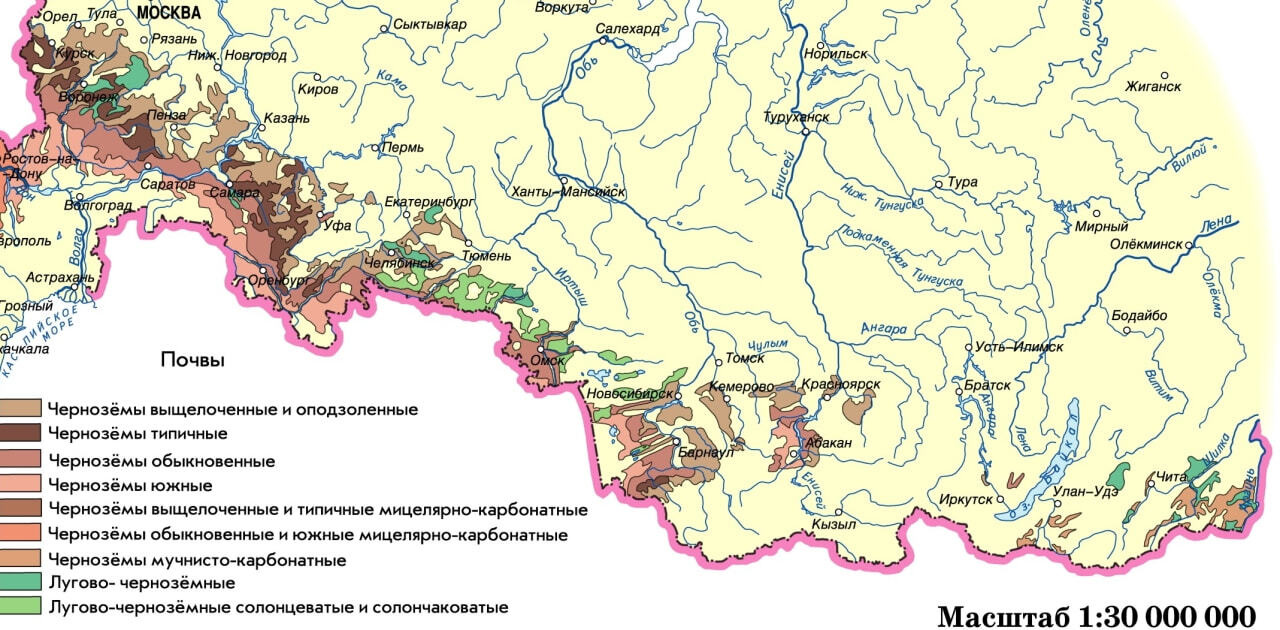 Карта чернозема в россии