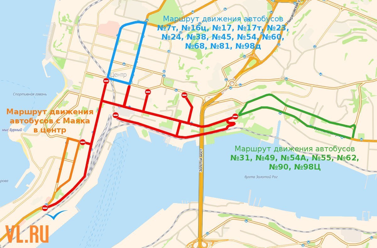 9 мая в центре Владивостока изменится схема движения автобусов из-за  проведения парада (СХЕМА) – Новости Владивостока на VL.ru