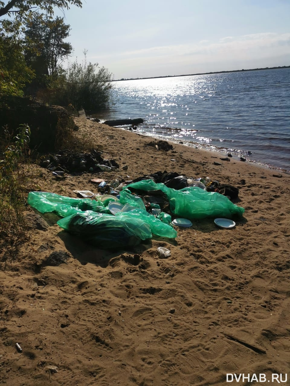 Вместо закатов кучи мусора наблюдают отдыхающие на Заячьем острове (ФОТО) —  Новости Хабаровска