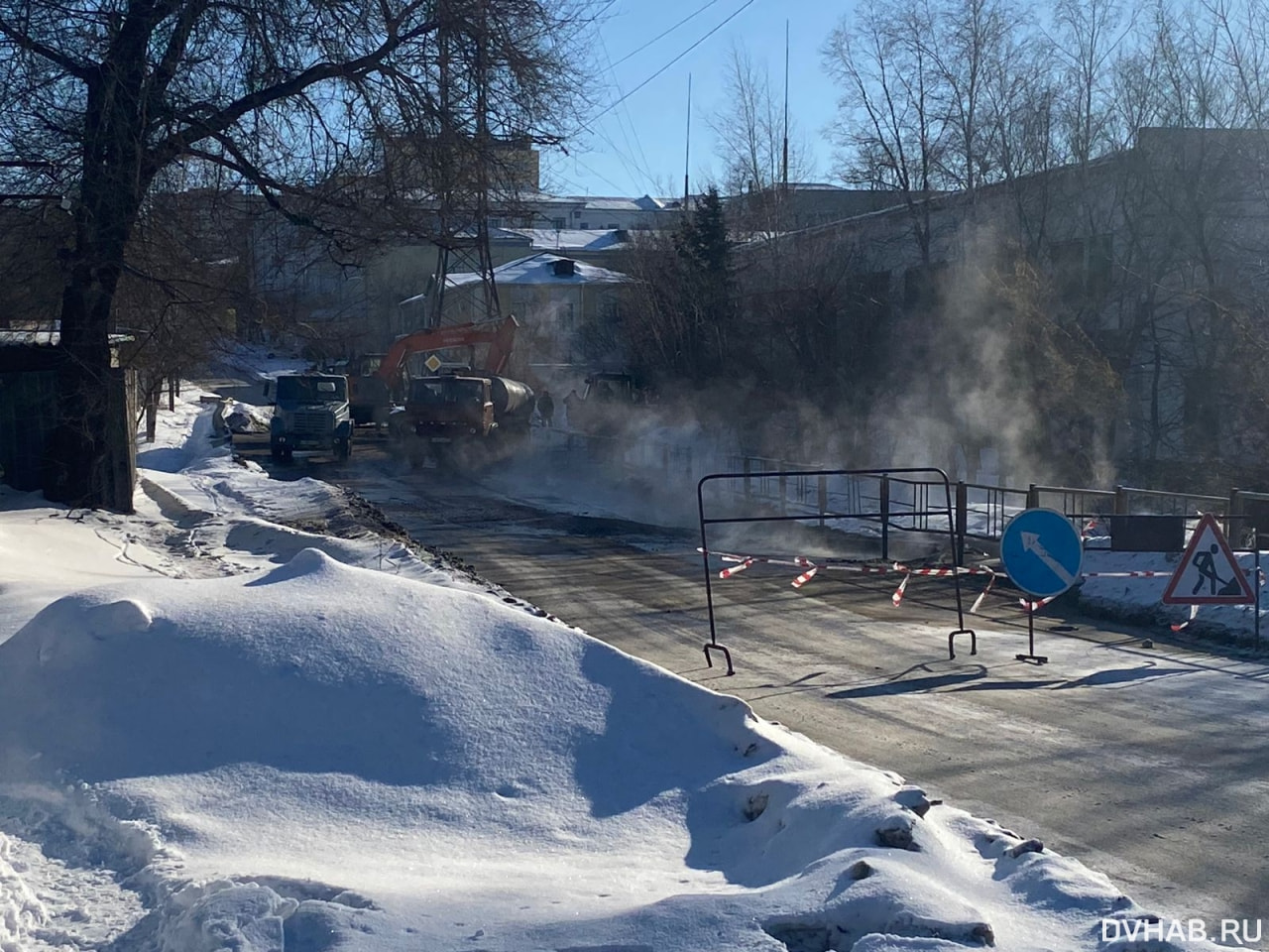 Движение по Некрасова ограничили из-за аварии на теплотрассе (ФОТО; КАРТА;  ОБНОВЛЕНИЕ) — Новости Хабаровска