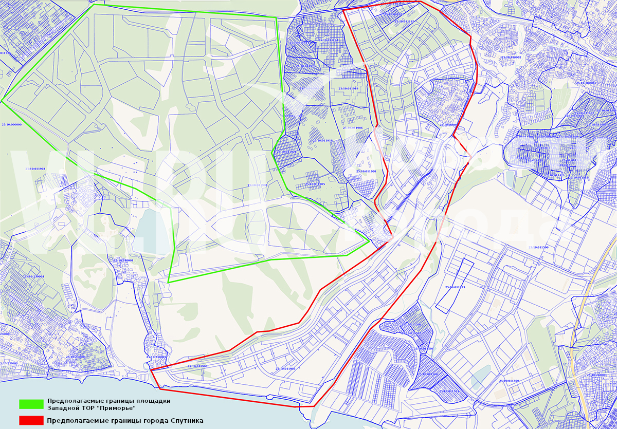 Город Спутник и площадку ТОР разметили на кадастровой карте и установили  общественно-жилую зону для застройки (СХЕМА) – Новости Владивостока на VL.ru