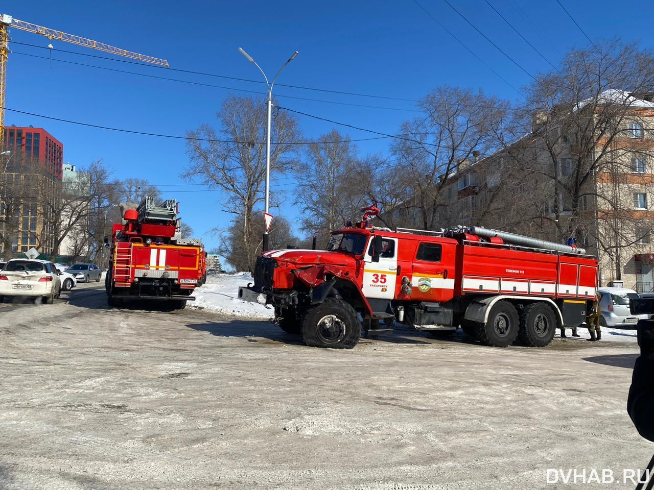 Две пожарные машины столкнулись на Тихоокеанской (ФОТО) — Новости Хабаровска