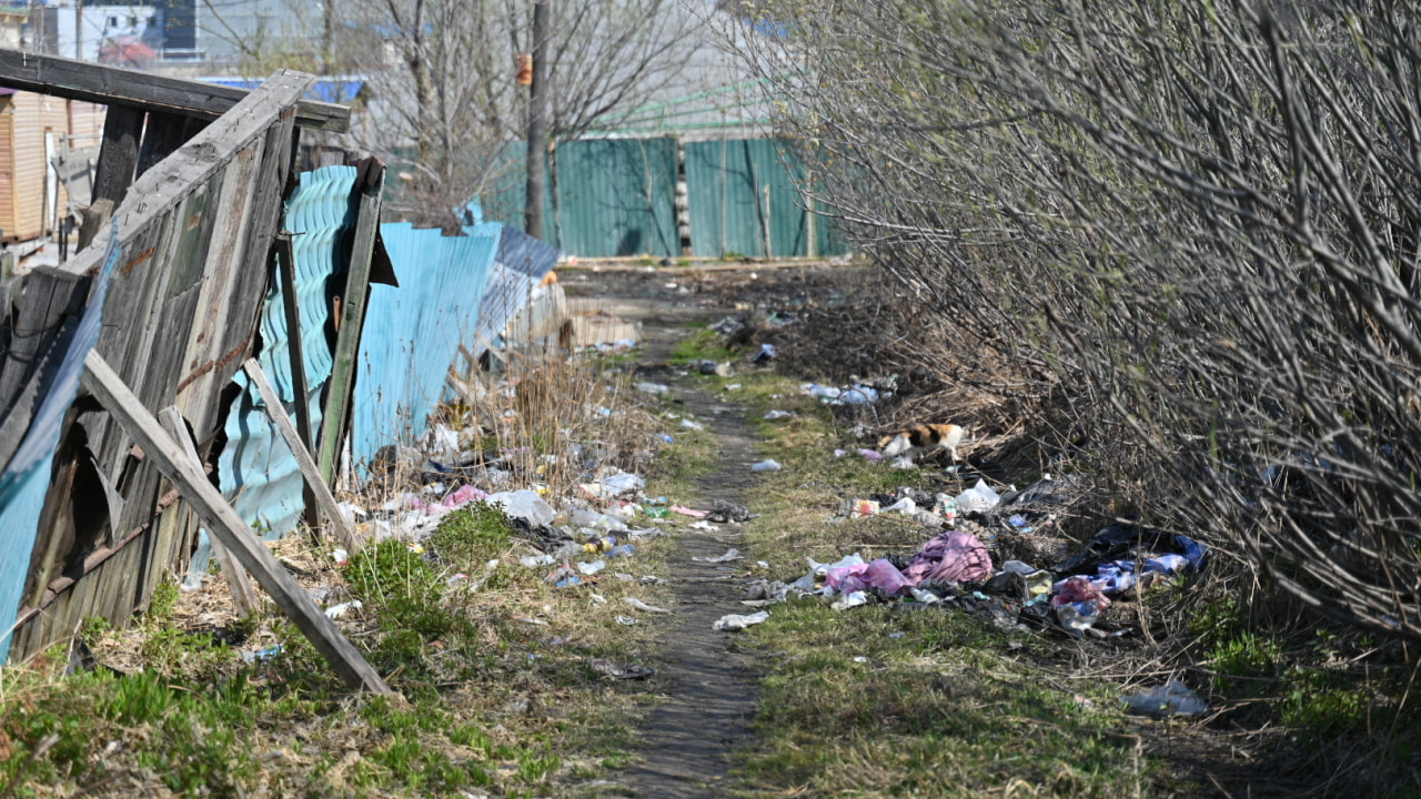 Проезд в Хабаровске превратился в проход из-за гор мусора (ФОТО) — Новости  Хабаровска