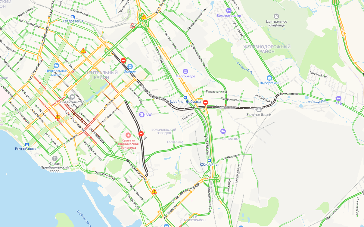 Перекрыто движение в центре Хабаровска (СХЕМА) — Новости Хабаровска