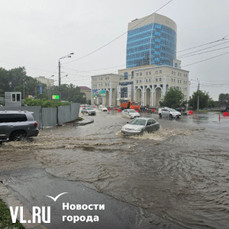 Немного нетрадиционно в ливень во Владивостоке утонула территория под путепроводом у водоканала 