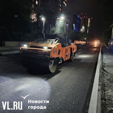 Vladivostok road workers laid 726 tons of asphalt last night