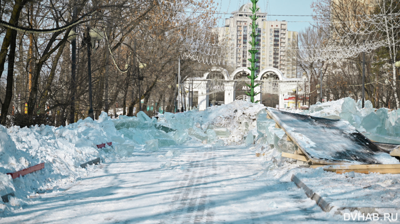 Новогодний городок начали демонтировать в парке «Динамо» (ФОТО)