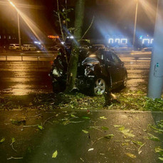 Toyota Prius врезался в дерево в районе Некрасовской во Владивостоке, пострадала пассажирка