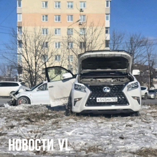 На Запорожской Mitsubishi вытолкал Lexus на клумбу (ВИДЕО)