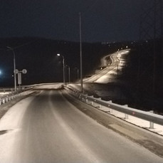 На новой дороге от Зелёного Угла до объездной появилось освещение